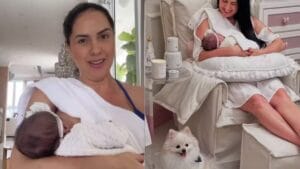 Graciele Lacerda se pronuncia após críticas por amamentar filha durante exercício físico Mulher de Zezé Di Camargo voltou à malhação