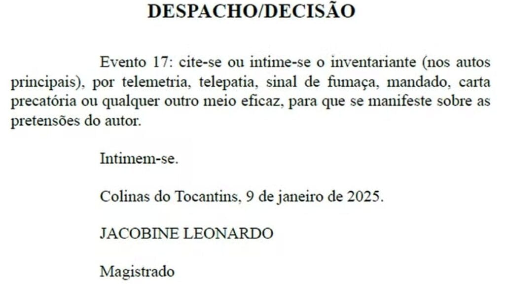 Juiz manda citar parte por “telepatia” ou “sinal de fumaça”