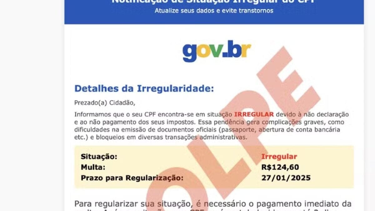 Receita Federal alerta sobre novo golpe do CPF Golpistas ameaçam possíveis vítimas com multa, problema no passaporte e bloqueio de contas