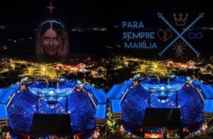 Alok homenageia Marília Mendonça com show de drones em Barretos; vídeo